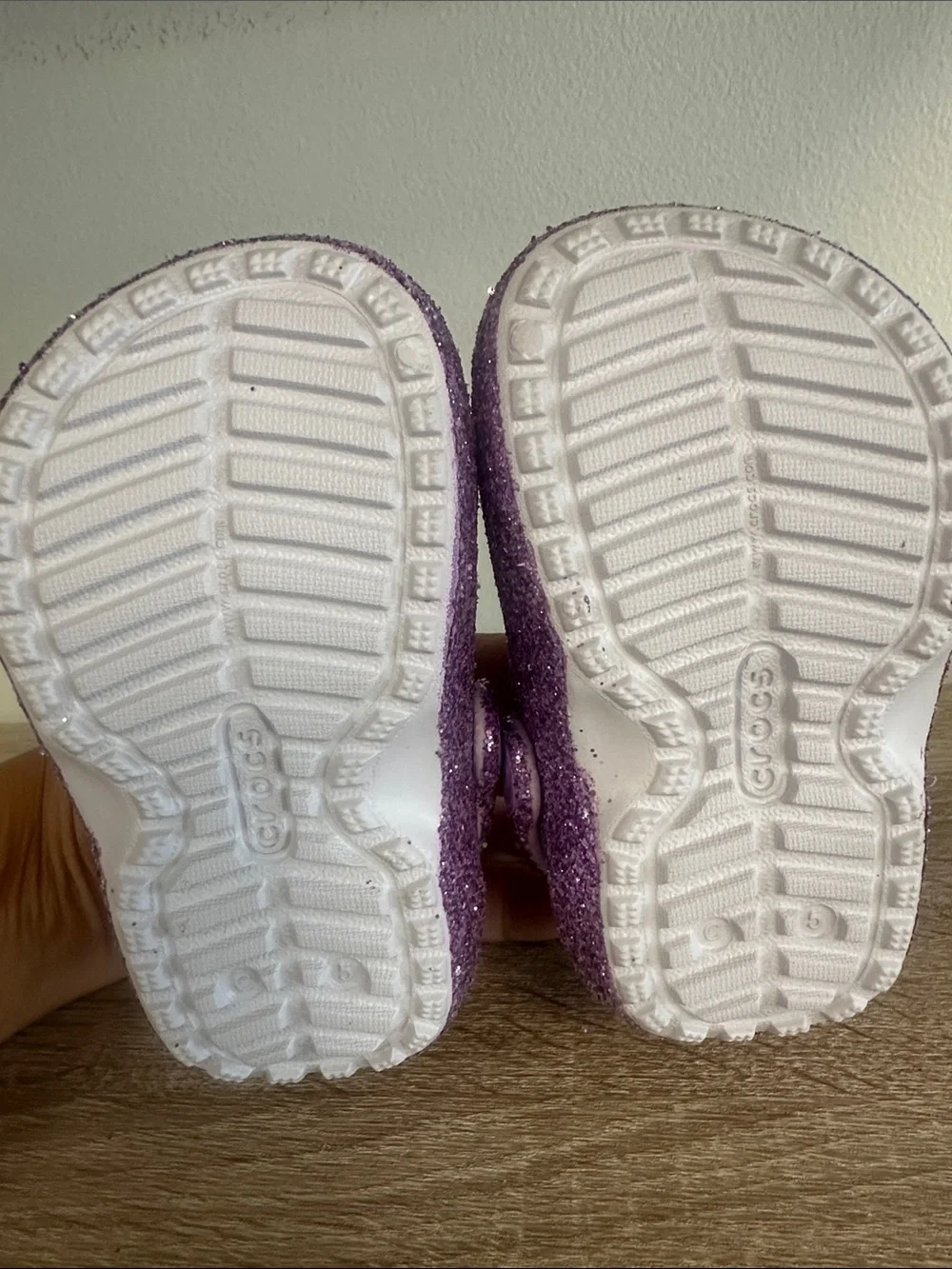 Crocs Classic Lined Chunky Glitter Clog Lavender Fuzzy Fur  NEW 5